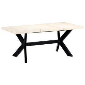 Mesa de comedor blanca 180x90x75 cm madera maciza de