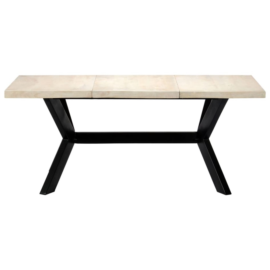Mesa de comedor blanca 180x90x75 cm madera maciza de