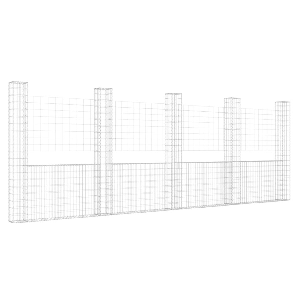 Cesta de gaviones forma de U 5 postes de hierro 500x20x200