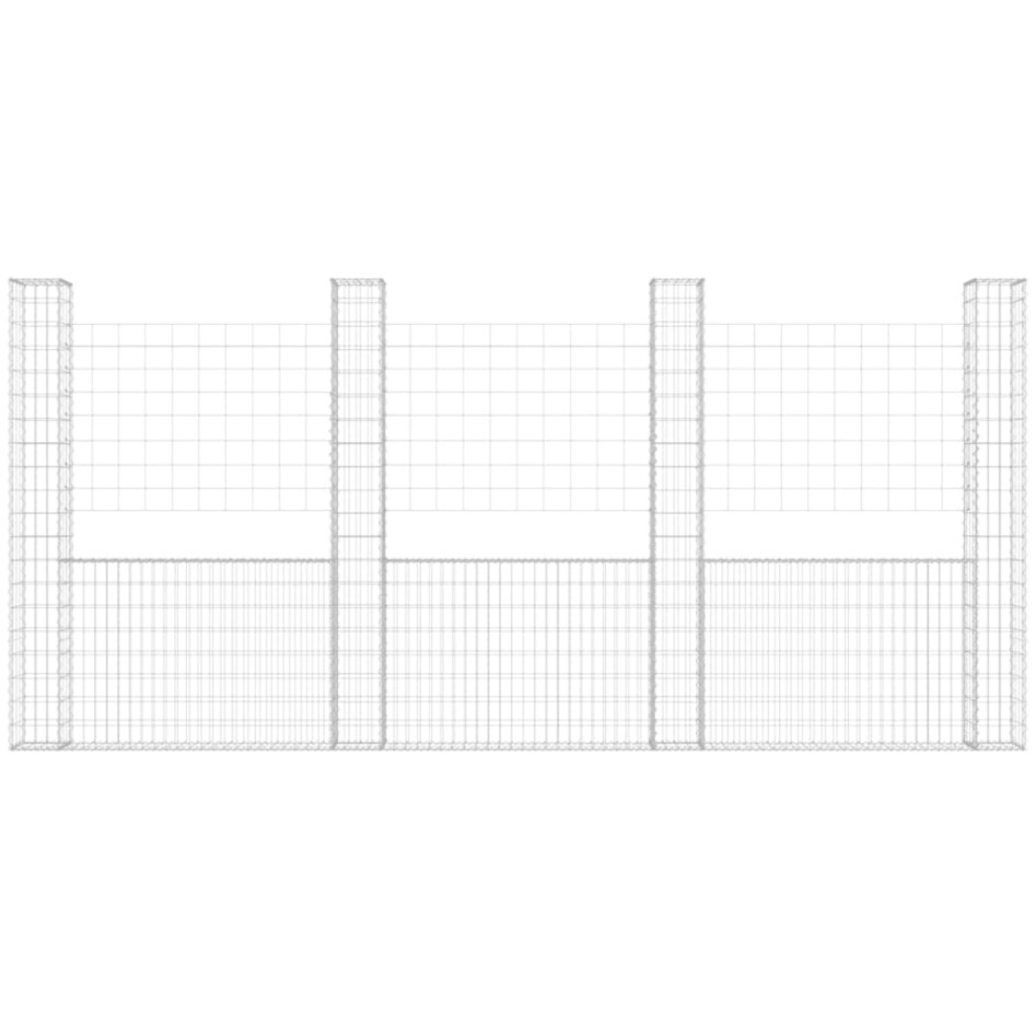 Cesta de gaviones forma de U 5 postes de hierro 500x20x200