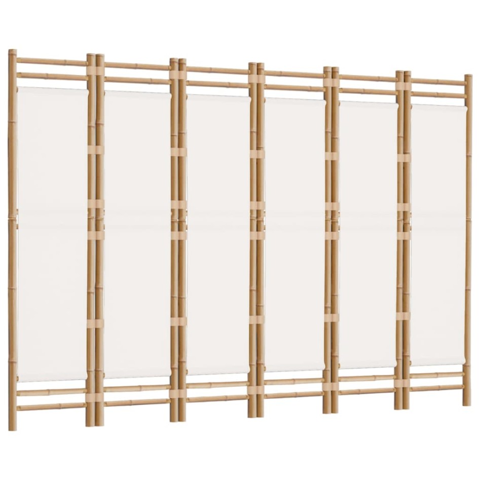 Biombo plegable de 6 paneles bambú y lona 240