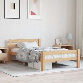 Estructura de cama sin colchón madera maciza de pino 100x200