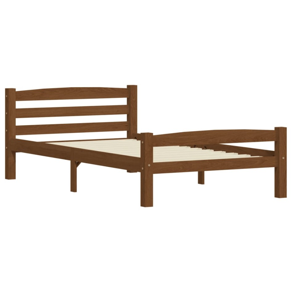 Estructura cama sin colchón madera pino marrón miel 100x200