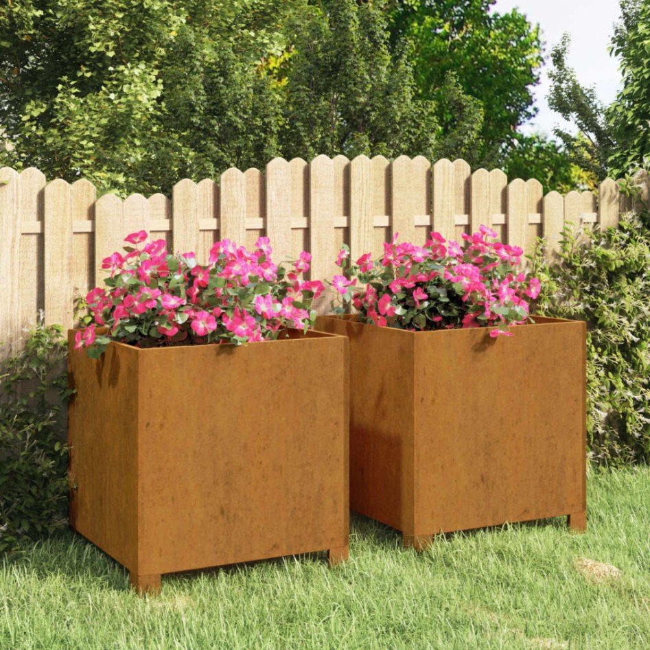 Jardineras con patas 2 uds acero corten oxidado 42x40x43