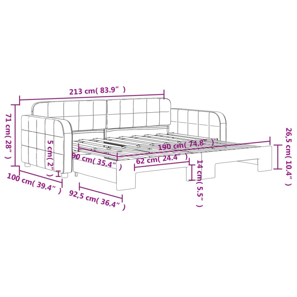 Sofá cama nido terciopelo gris oscuro 90x190
