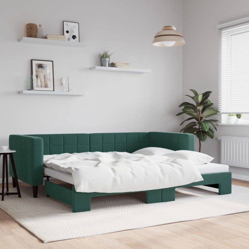 Sofá cama nido terciopelo verde oscuro 90x200