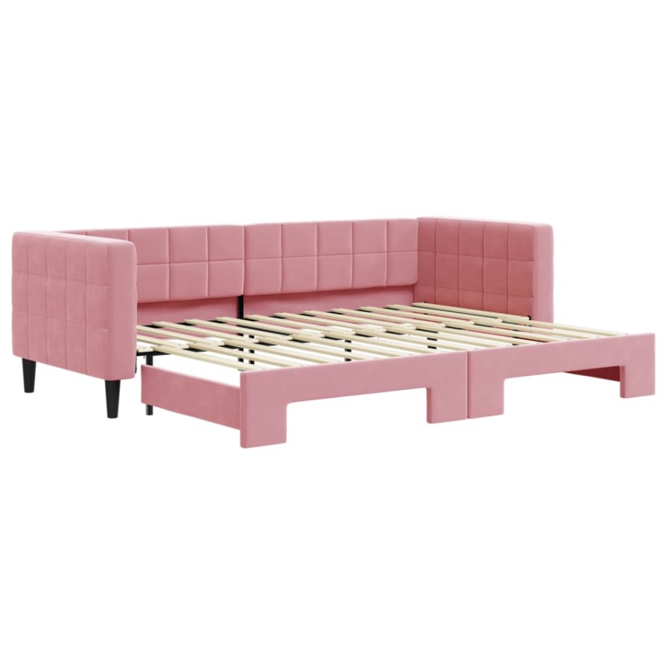 Sofá cama nido terciopelo rosa 80x200