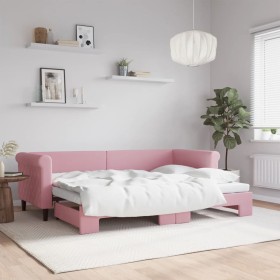Sofá cama nido terciopelo rosa 80x200