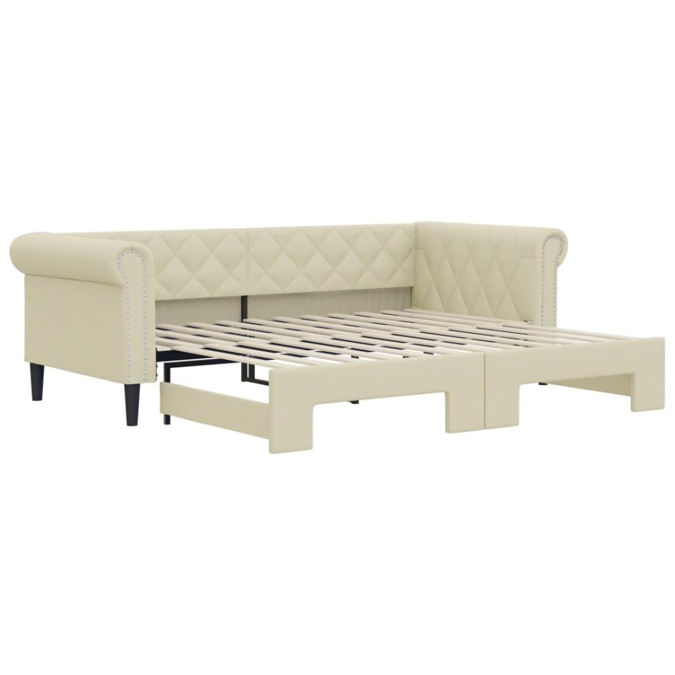 Sofá con cama nido cuero sintético crema 90x200