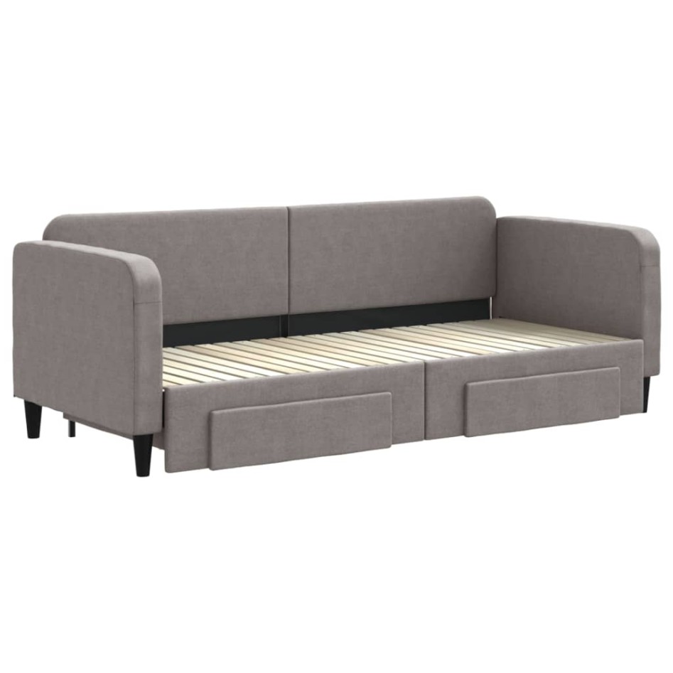 Sofá cama nido con cajones tela gris taupe 80x200