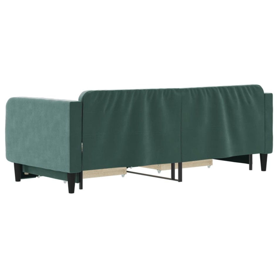 Sofá cama nido con cajones terciopelo verde oscuro 90x200