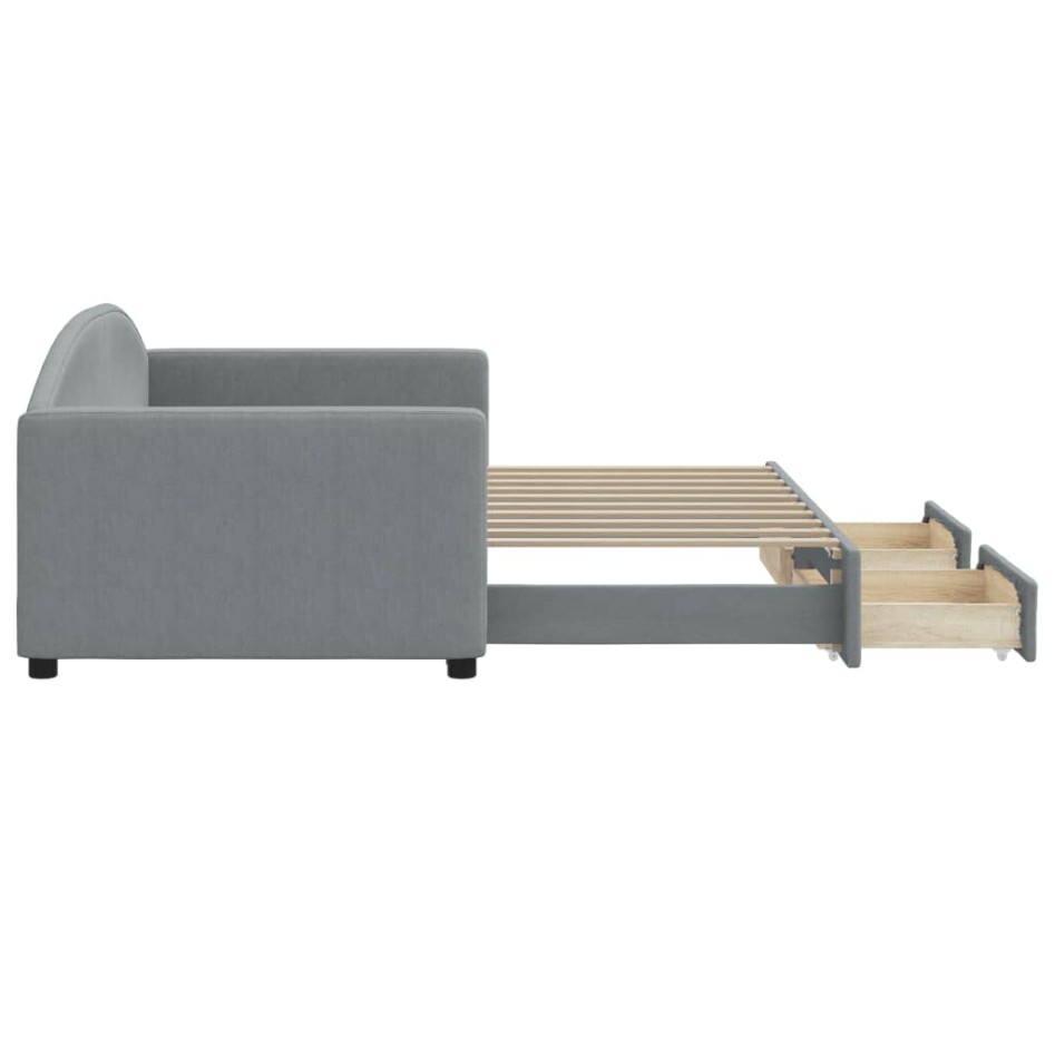 Sofá cama nido con cajones tela gris claro 90x190