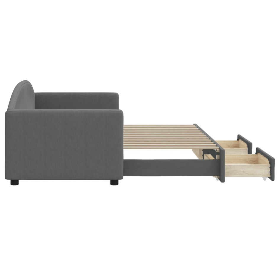 Sofá cama nido con cajones tela gris oscuro 80x200