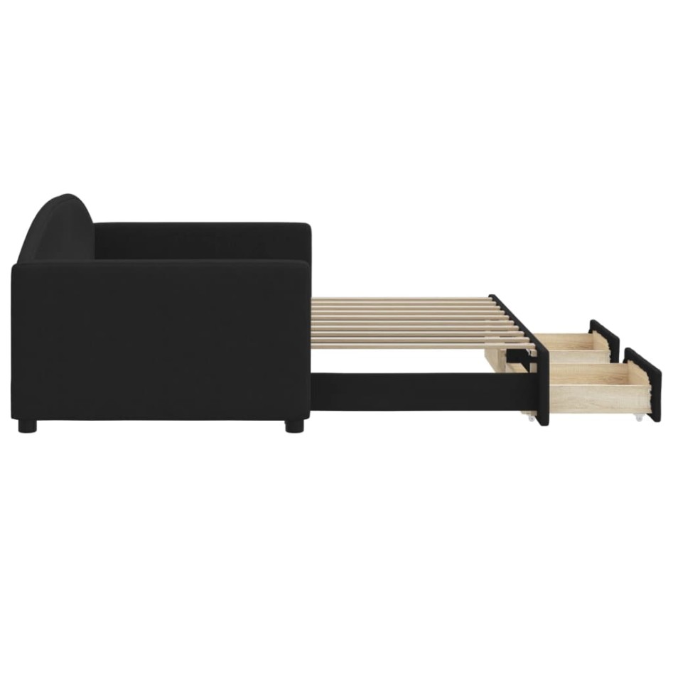 Sofá cama nido con cajones tela negro 90x190