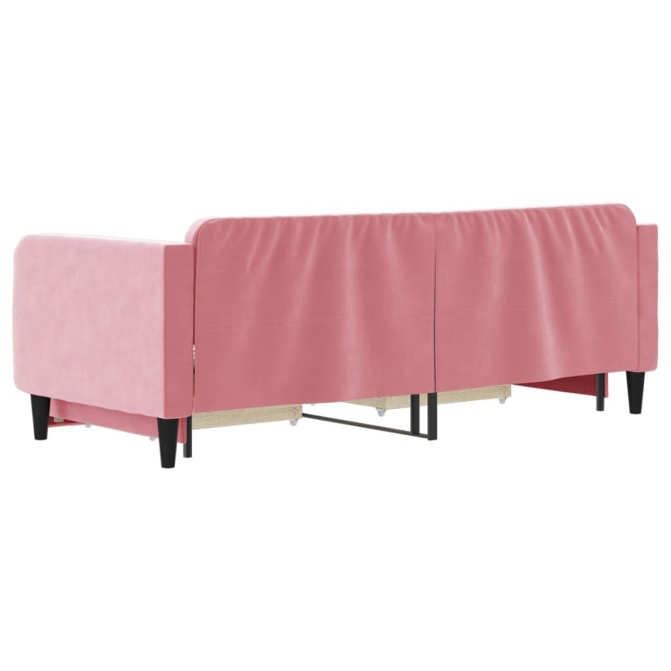 Sofá cama nido con cajones terciopelo rosa 80x200