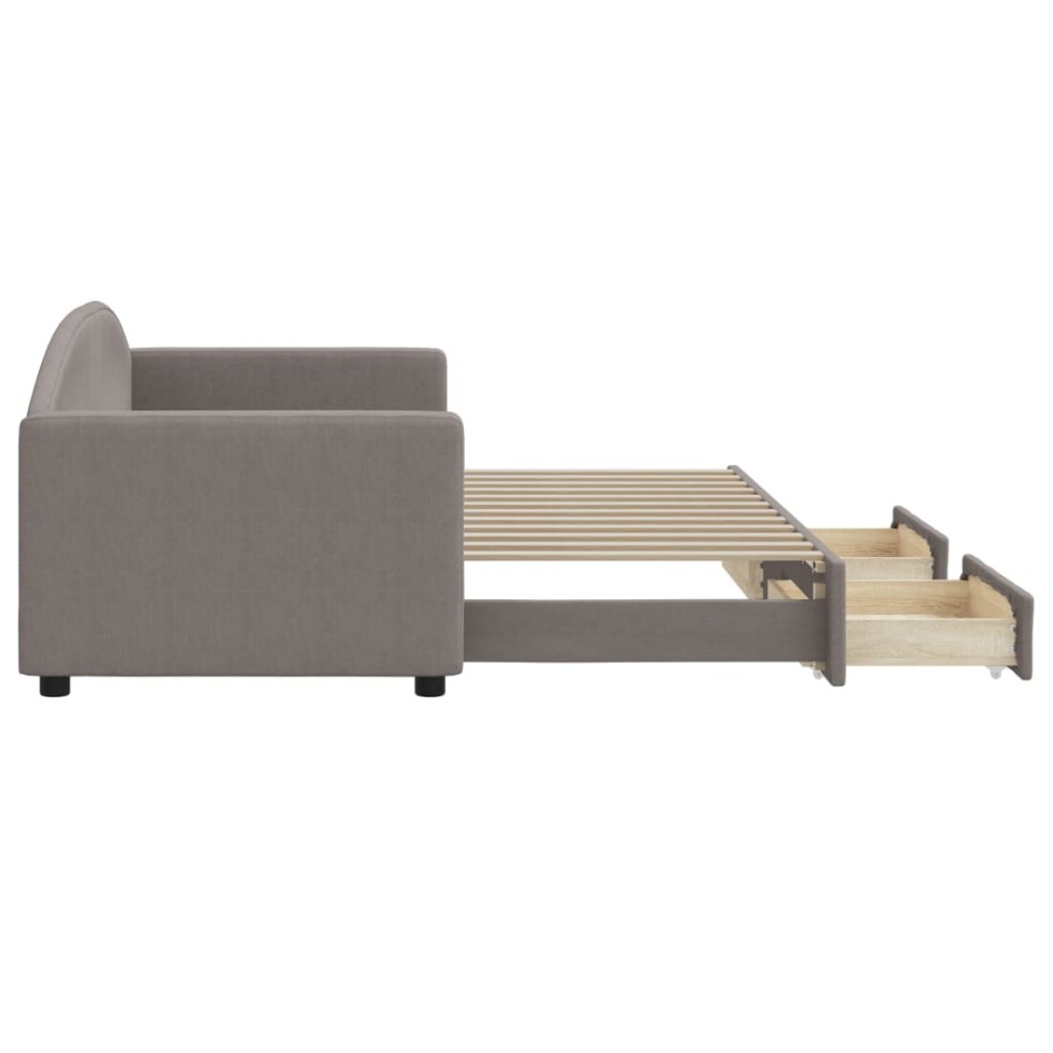 Sofá cama nido con cajones tela gris taupe 80x200