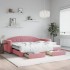 Sofá cama nido con cajones terciopelo rosa 90x200