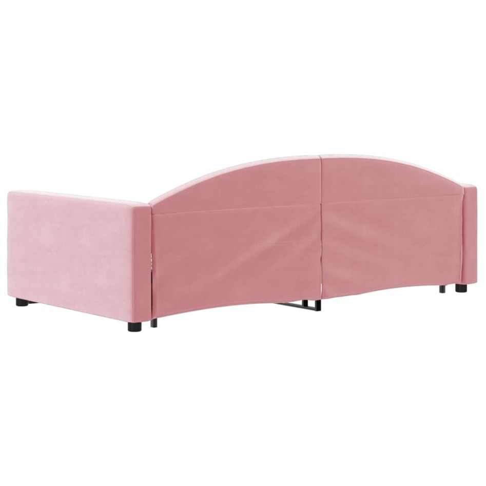 Sofá cama nido con cajones terciopelo rosa 90x200