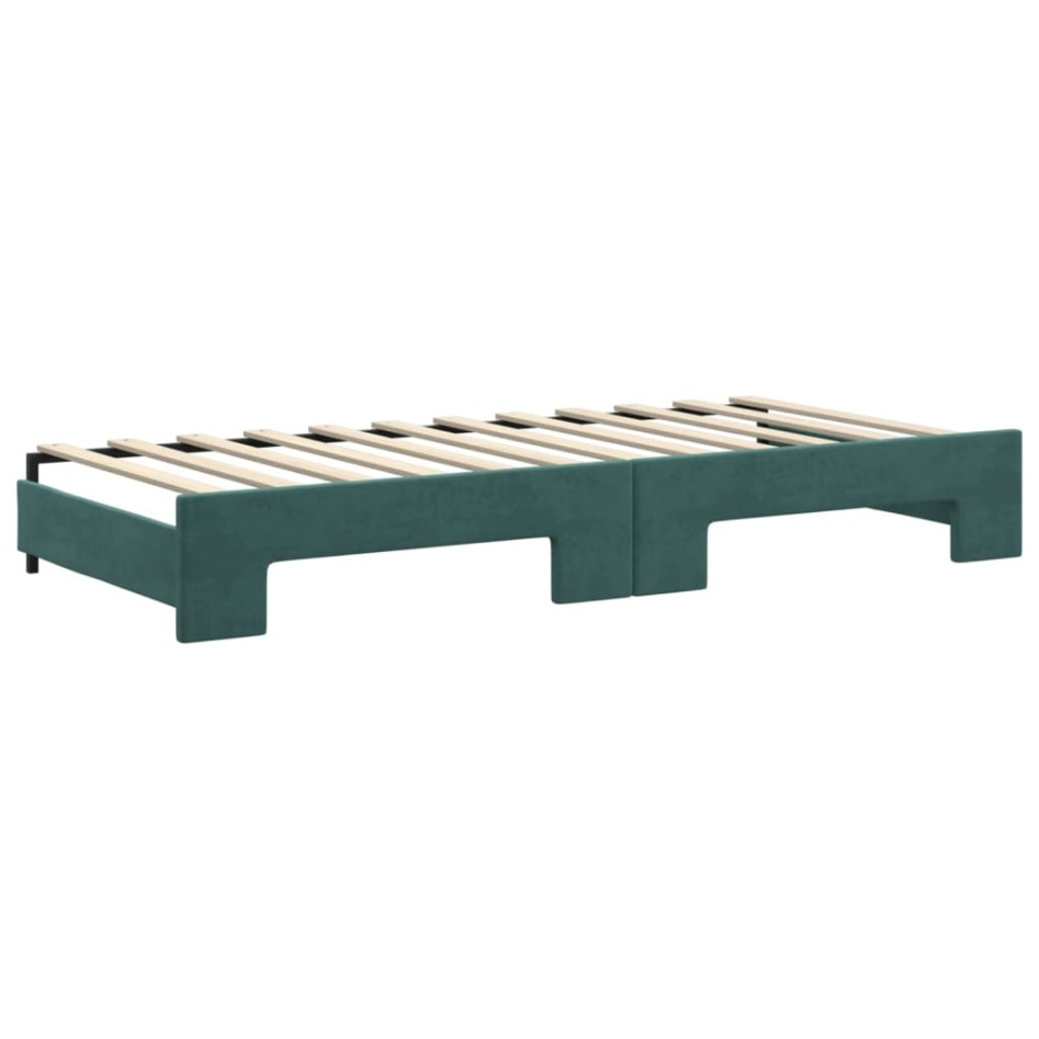 Sofá cama nido con cajones terciopelo verde oscuro 90x200