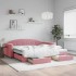 Sofá cama nido con cajones terciopelo rosa 100x200