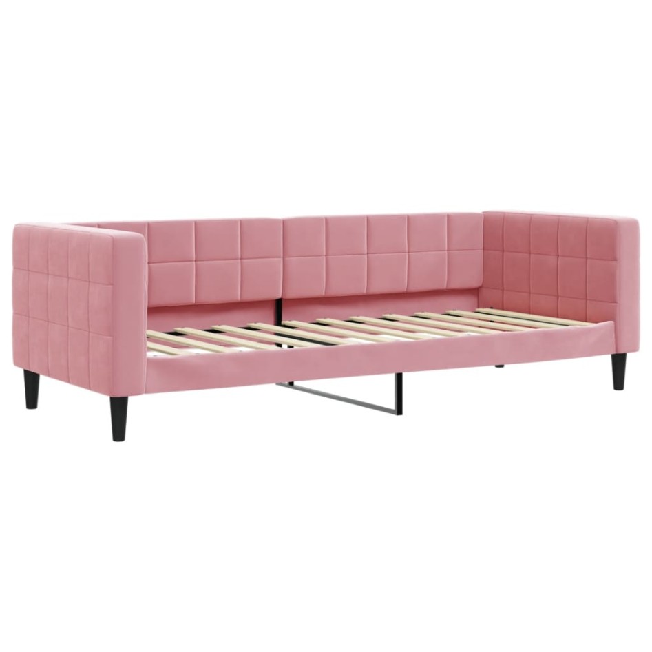 Sofá cama nido con cajones terciopelo rosa 80x200