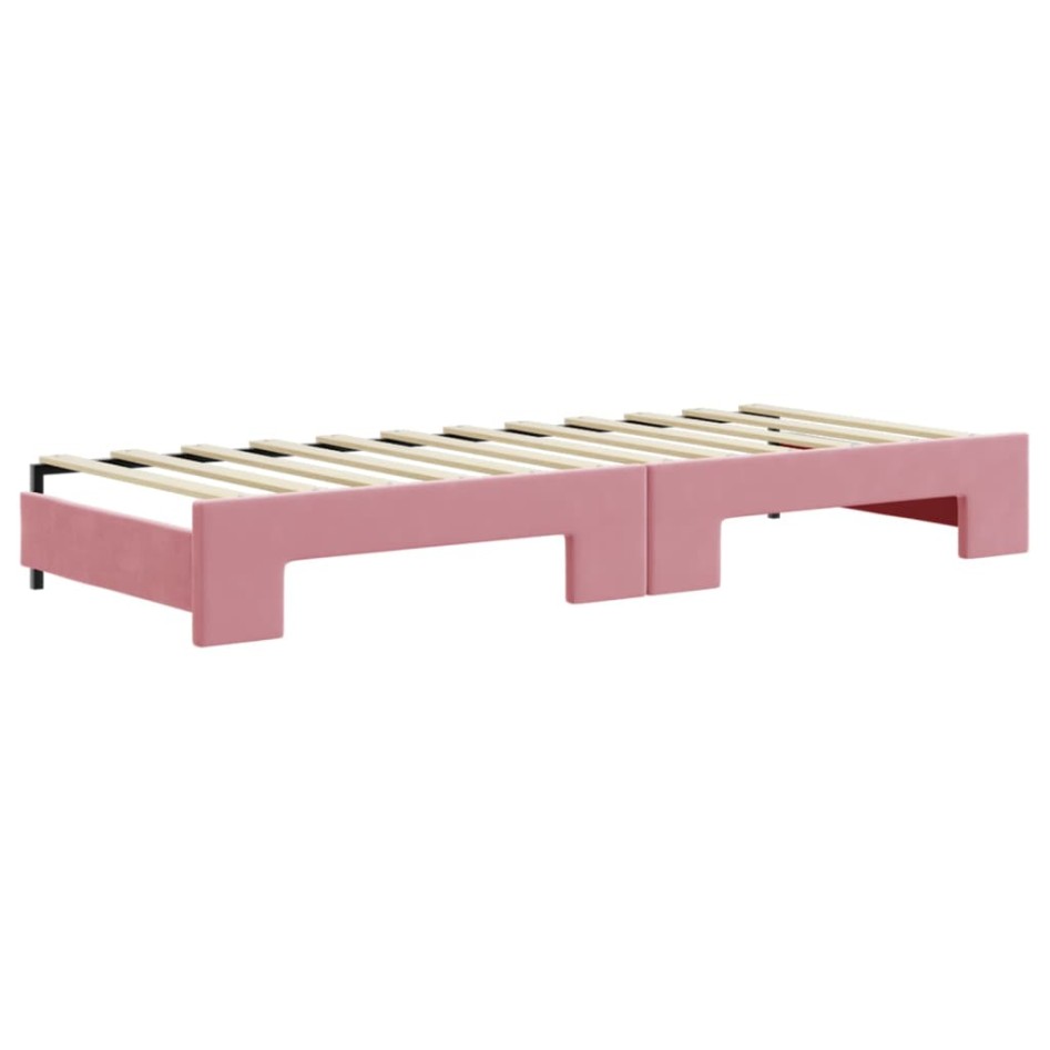 Sofá cama nido con cajones terciopelo rosa 80x200
