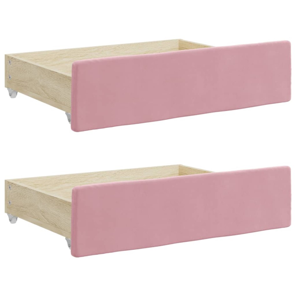 Sofá cama nido con cajones terciopelo rosa 80x200