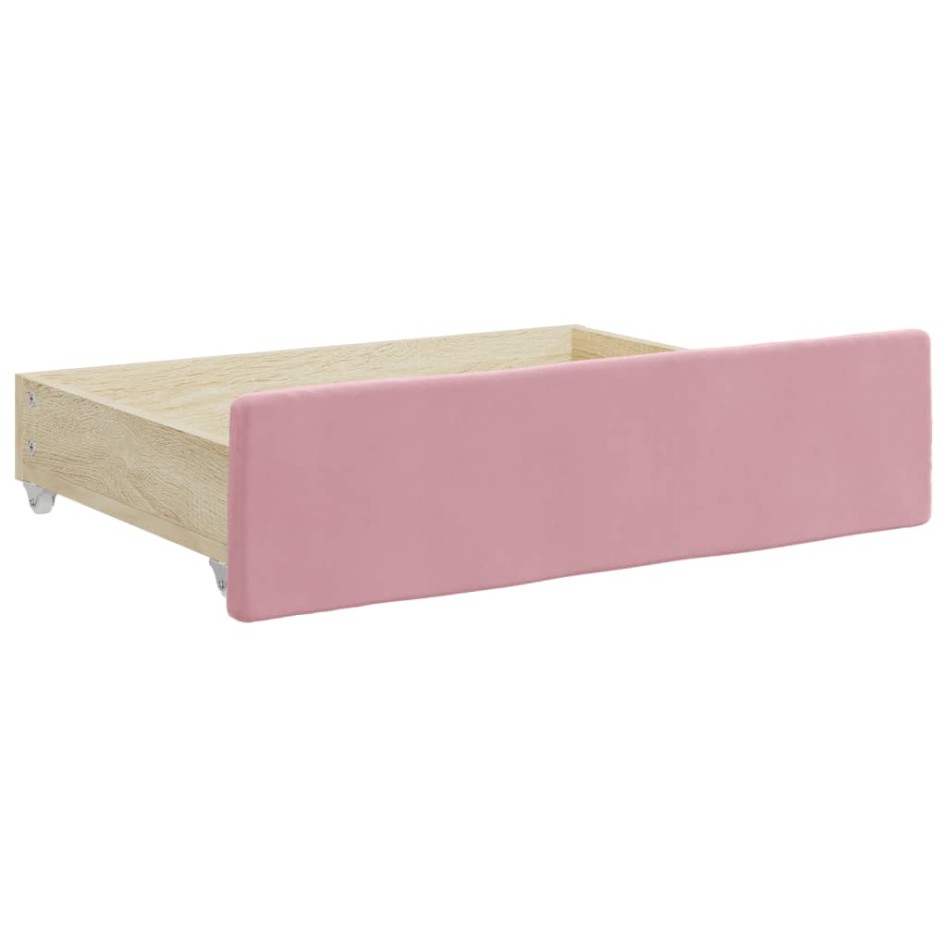 Sofá cama nido con cajones terciopelo rosa 80x200