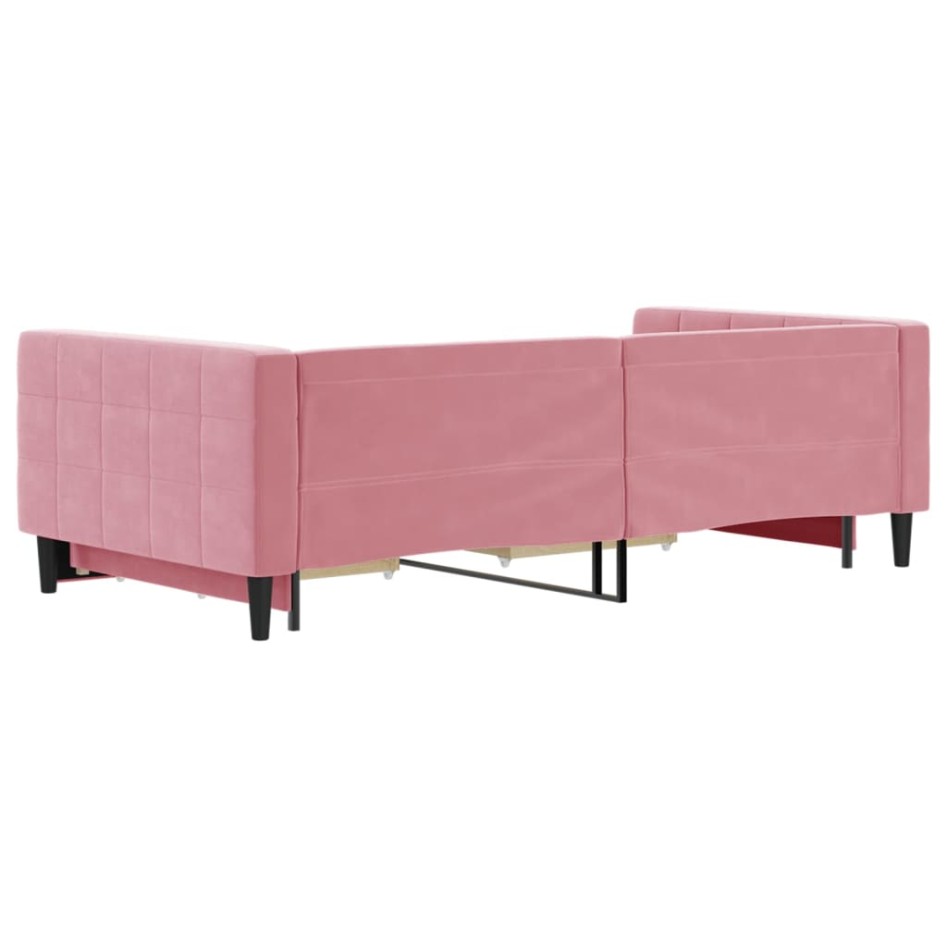 Sofá cama nido con cajones terciopelo rosa 100x200