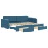 Sofá cama nido con cajones terciopelo azul 80x200