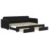 Sofá cama nido con cajones terciopelo negro 80x200
