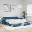 Sofá cama nido con cajones terciopelo azul 90x200 cm