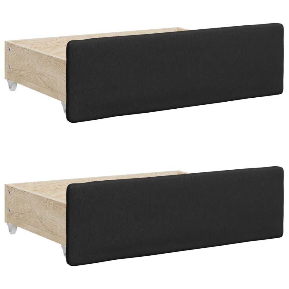 Sofá cama nido con cajones cuero sintético negro 90x200