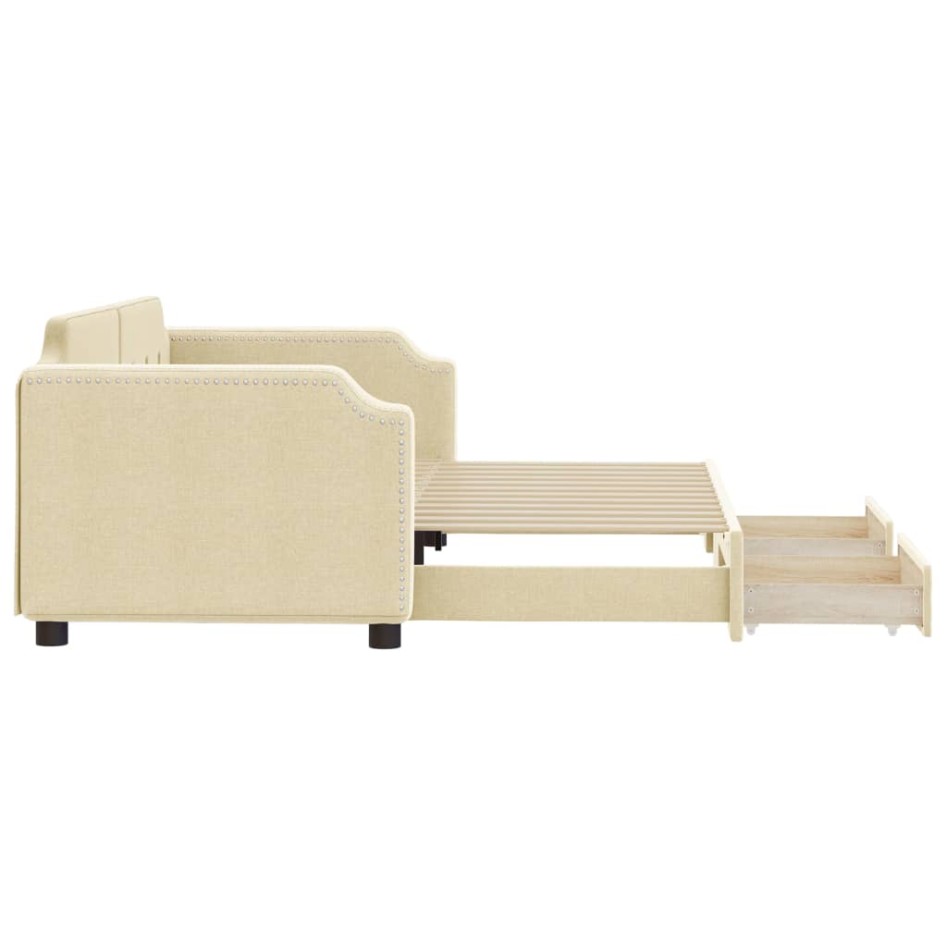 Sofá cama nido con cajones tela color crema 90x200