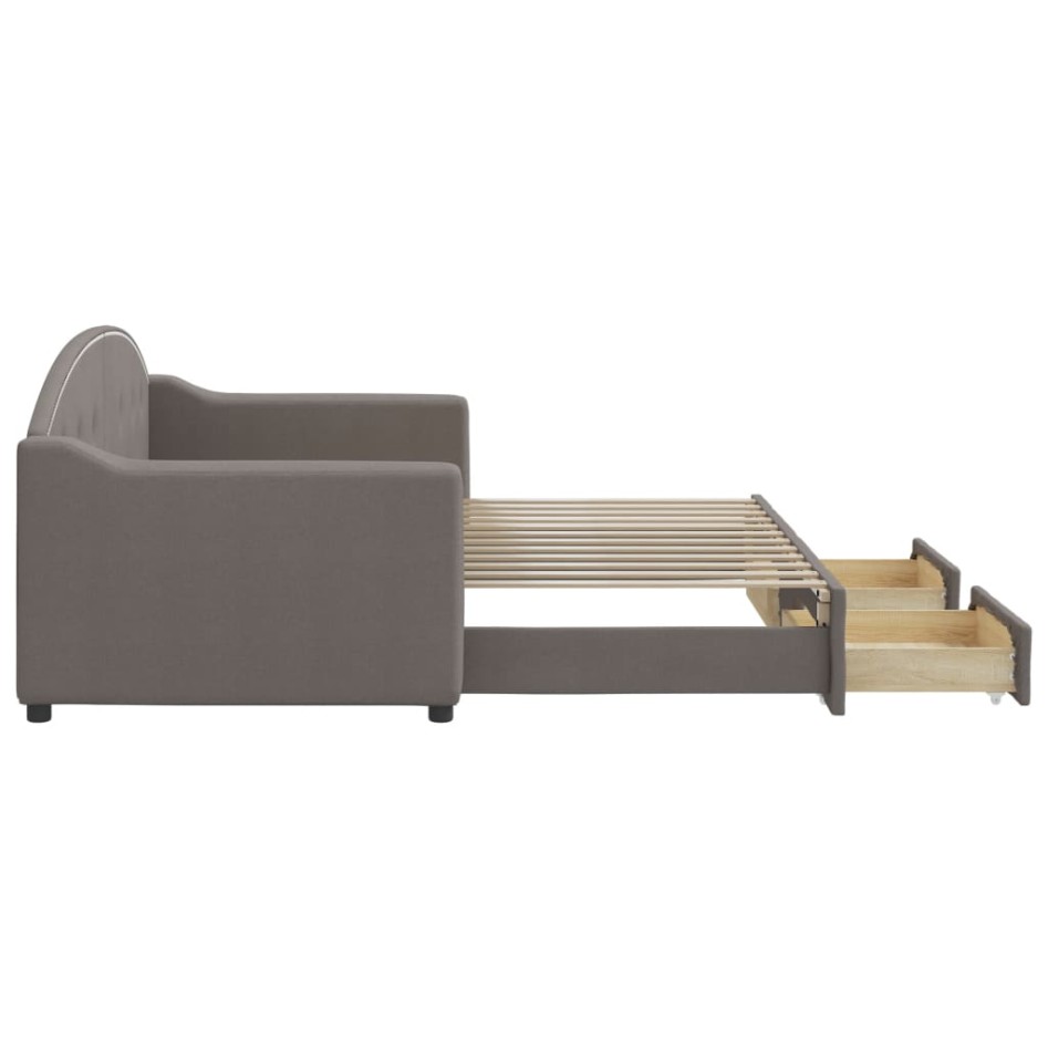 Sofá cama nido con cajones tela gris taupe 80x200