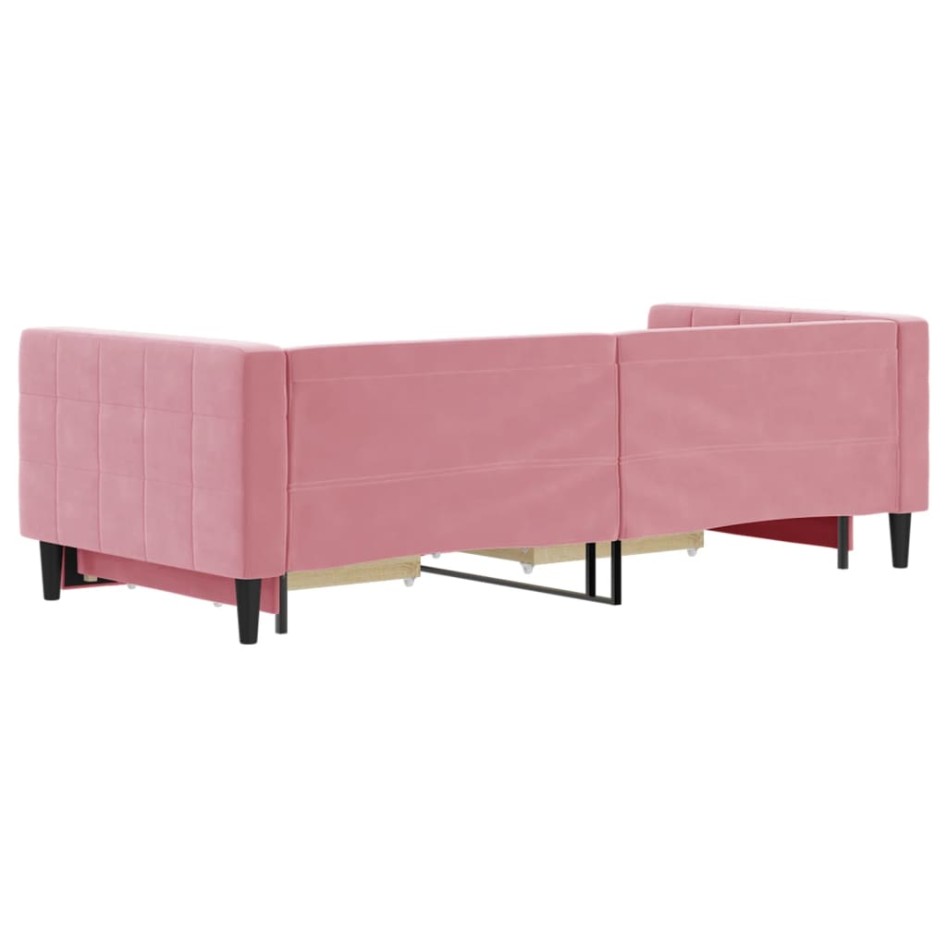 Sofá cama nido con cajones terciopelo rosa 90x200