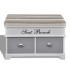Banco baúl de madera y cojin gris, con
