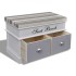 Banco baúl de madera y cojin gris, con