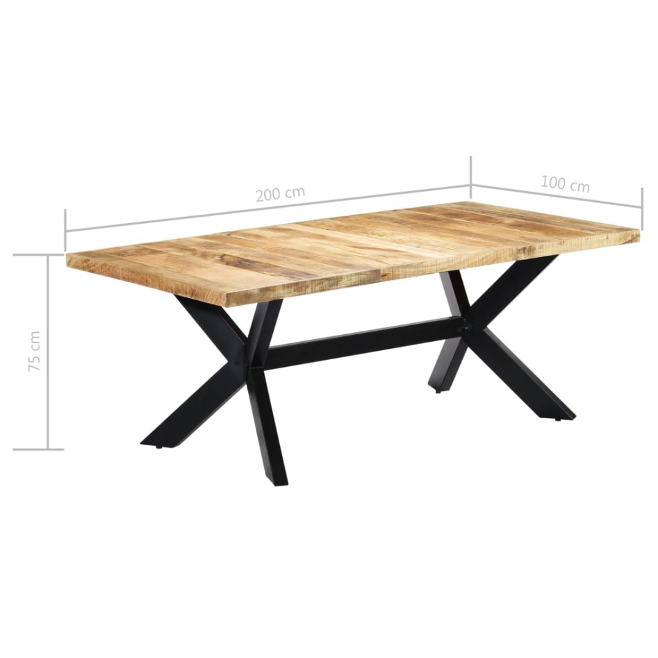 Mesa de comedor de madera maciza de mango 200x100x75