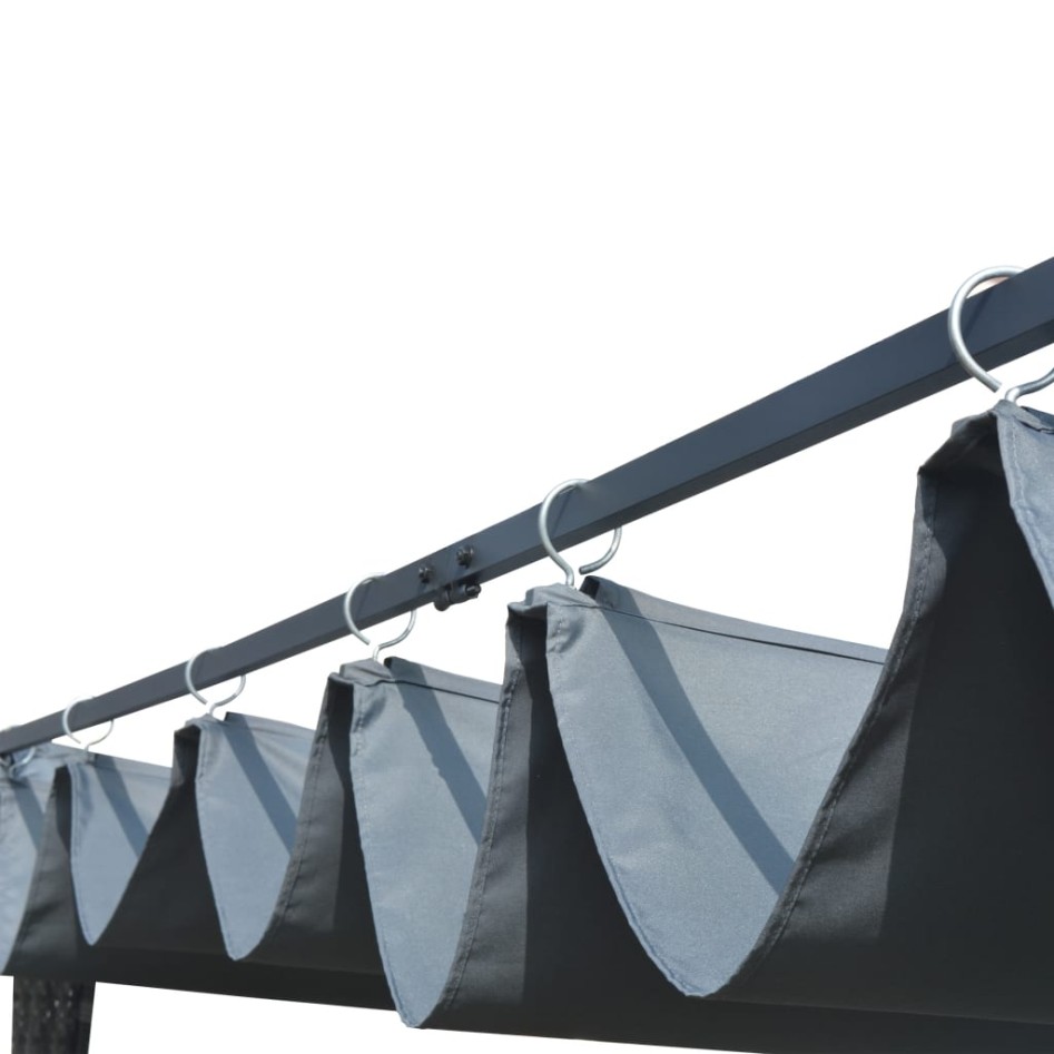 Cenador techo ratán sintético 300x300x200 cm gris y