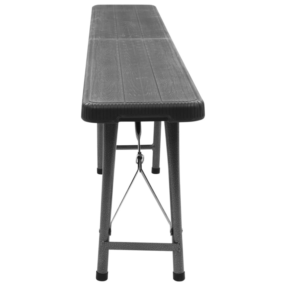 Bancos de jardín plegables 2 unidades HDPE negro 180