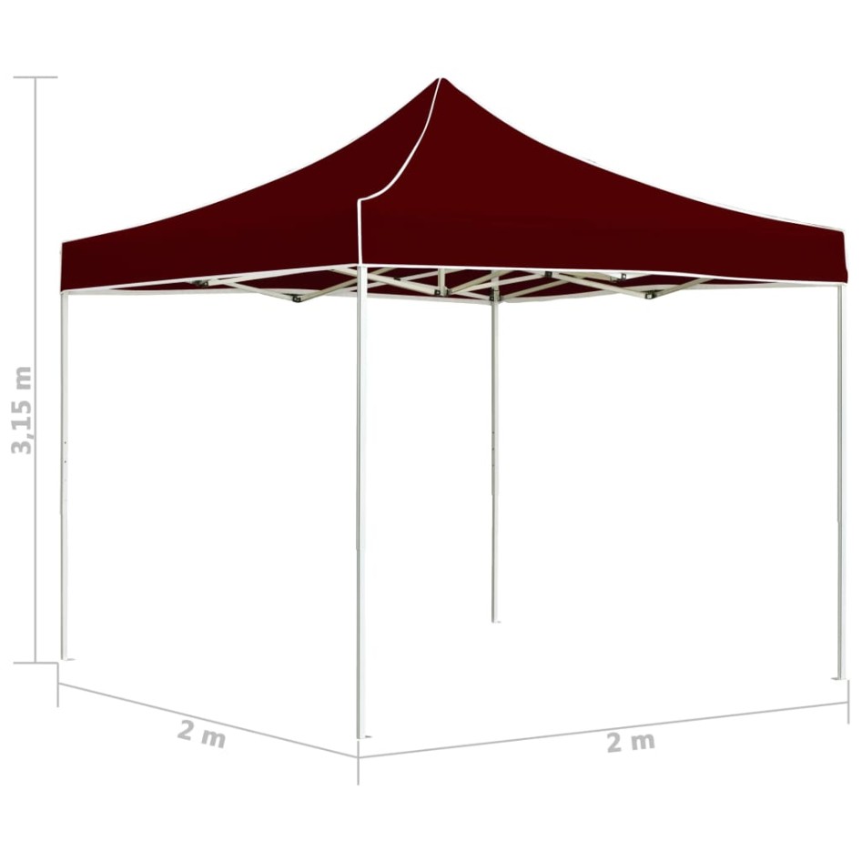 Carpa plegable profesional de aluminio color burdeos 2x2