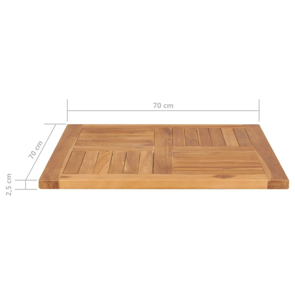 Superficie de mesa de madera maciza de teca 70x70x2,5