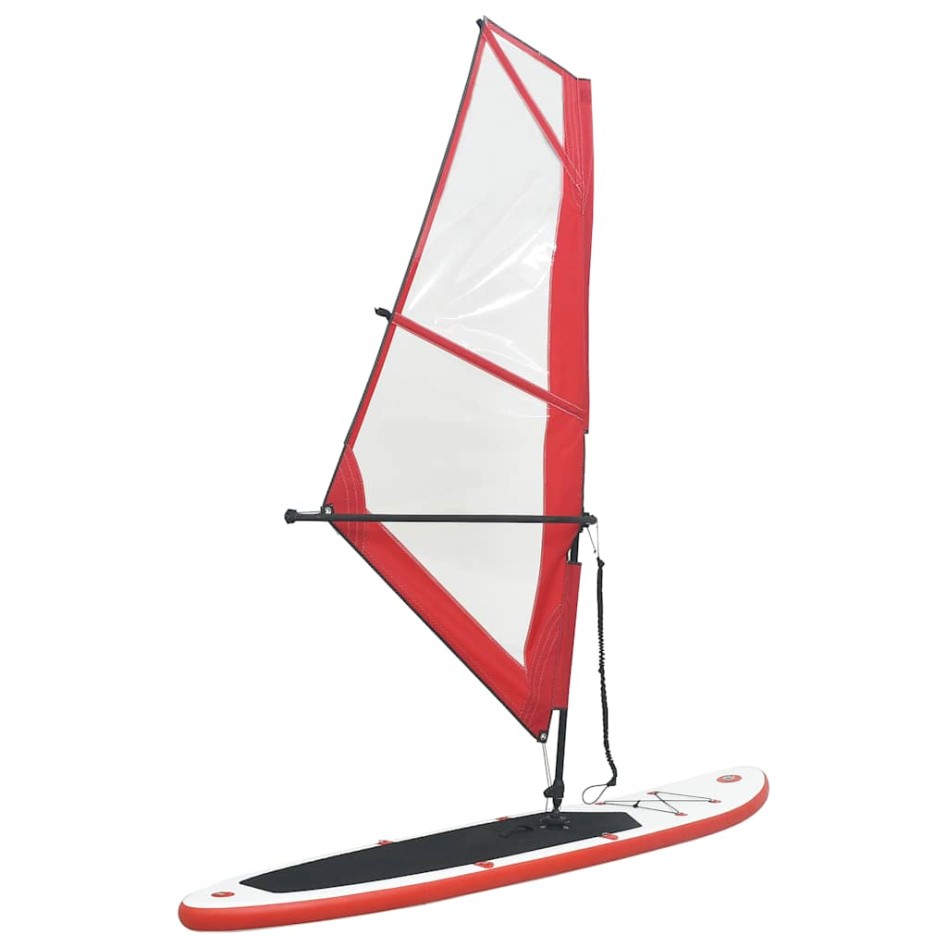 Tabla de paddle surf inflable con vela roja y