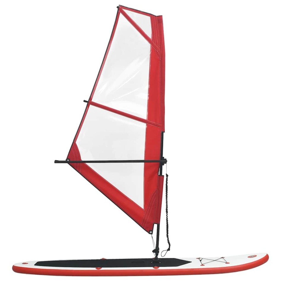 Tabla de paddle surf inflable con vela roja y