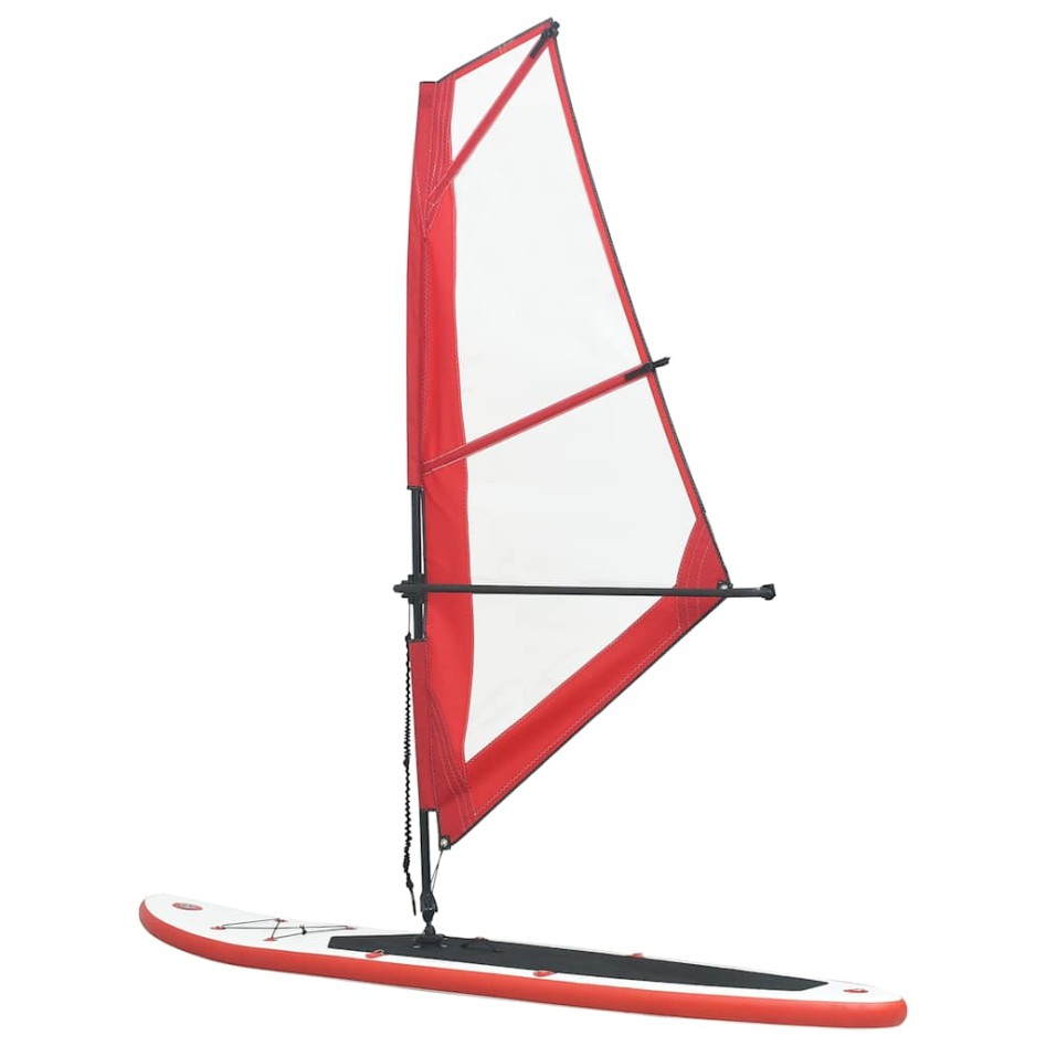 Tabla de paddle surf inflable con vela roja y