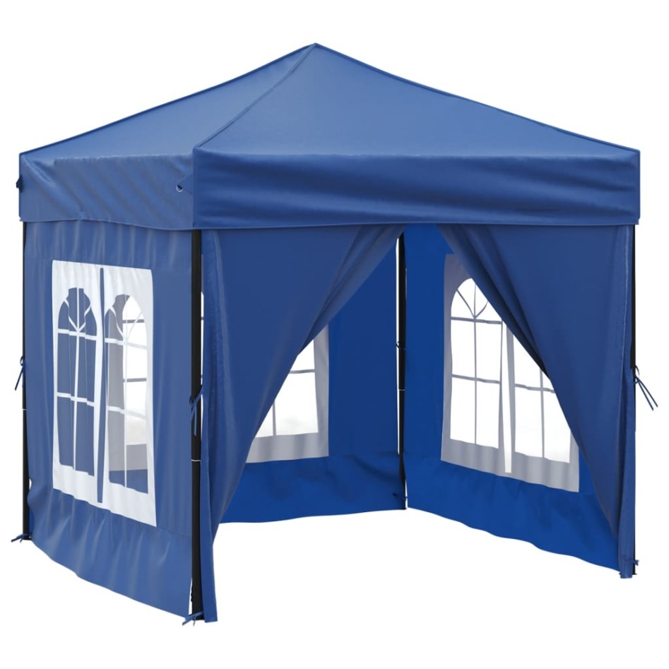 Carpa para fiestas plegable con paredes laterales azul 2x2