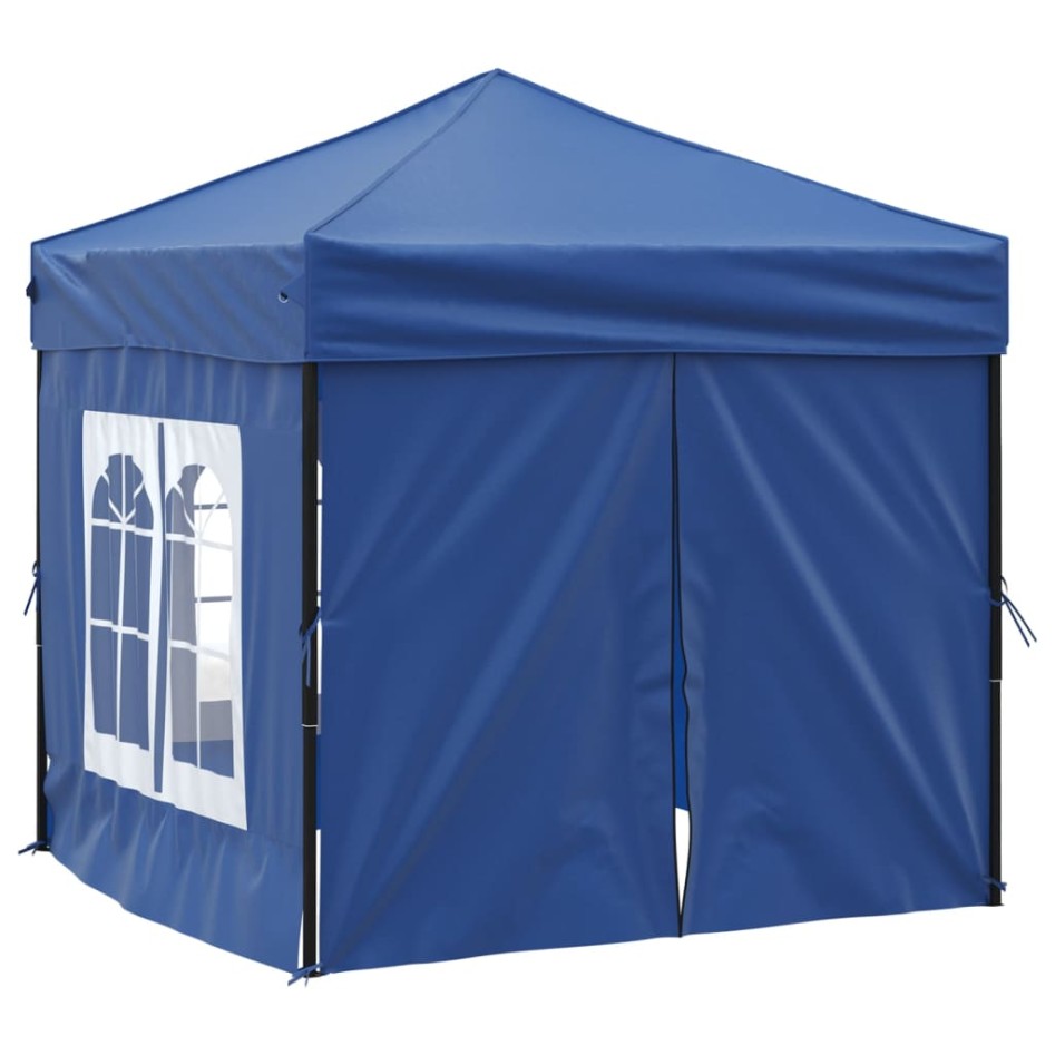 Carpa para fiestas plegable con paredes laterales azul 2x2