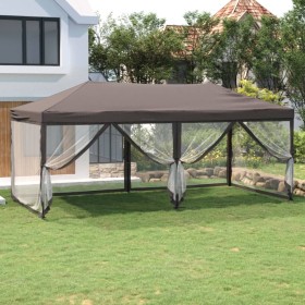 Carpa para fiestas plegable con paredes gris taupé 3x6