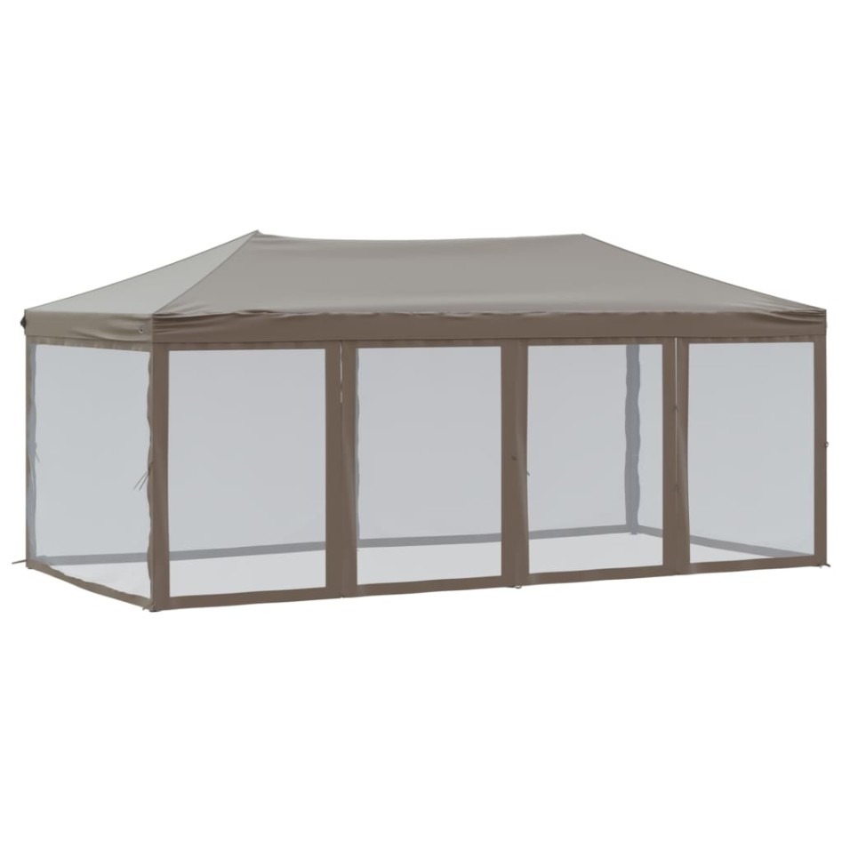 Carpa para fiestas plegable con paredes gris taupé 3x6